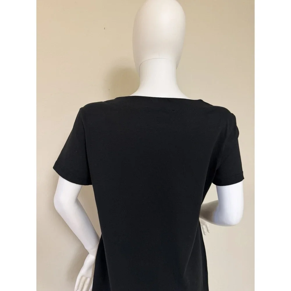 Rare Love Moschino Black 100% Cotton T Shirt Dress With Rhinestone Design US 12